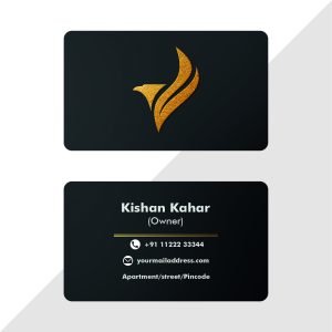 Foiling visiting card with metallic gold foil accents on premium black cardstock