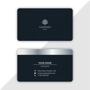 PVC visiting card with glossy finish and printed company details on a durable plastic surface