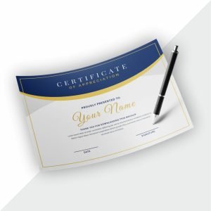 Standard A4 certificate printed on premium quality GSM paper with a professional finish.