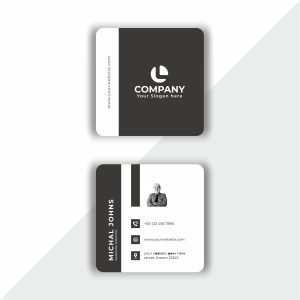 Modern square visiting card with clean design and premium print
