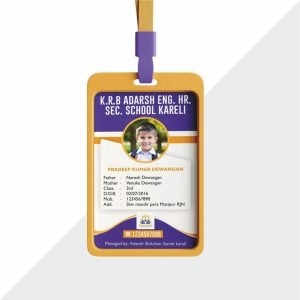 Durable student ID card with customizable design for schools and colleges, featuring photo and personal details.